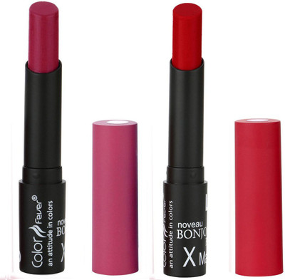 

Bonjour Paris Creamy Matte Lipsticks Set Of Must Have Colors Professional Quality with High Pigment Load 2 Pcs A45(Purple, Rusy)