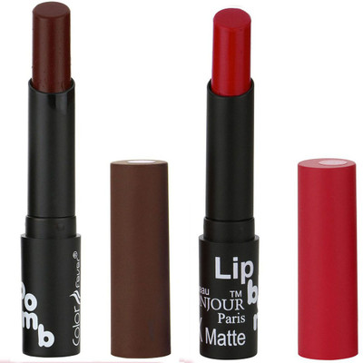 

Bonjour Paris Creamy Matte Lip Sugar Lipsticks (Set Of 2)A27(Rose Wood, Crimson)