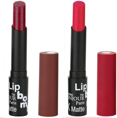 

Bonjour Paris Indian Lip Color Sensation Ultimate Soft Matte Lipsticks A5(Plum, Pink)