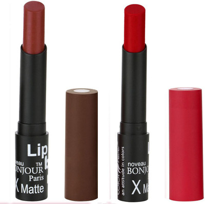 

Bonjour Paris Creamy Matte Lip Sugar Lipsticks (Set Of 2)A17(Cherry, Rusy)