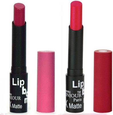 

Bonjour Paris Creamy Matte Lipsticks Set Of Must Have Colors Professional Quality with High Pigment Load 2 Pcs A20(Rose Blush, Pink)