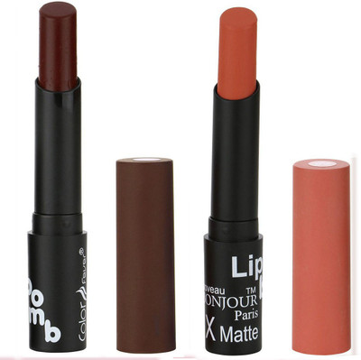 

Bonjour Paris Creamy Matte Lip Sugar Lipsticks (Set Of 2)A25(Rose Wood, Coral)