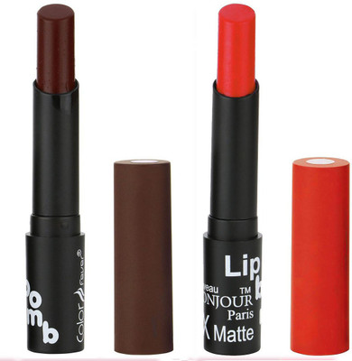 

Bonjour Paris Single Stock Application Color Sensational Creamy Matte With Sheya Butter 2 Pcs Lipsticks A6(Rose Wood, Red)
