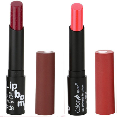 Bonjour Paris Indian Lip Color Sensation Ultimate Soft Matte Lipsticks A6(Plum, Baby Pink)