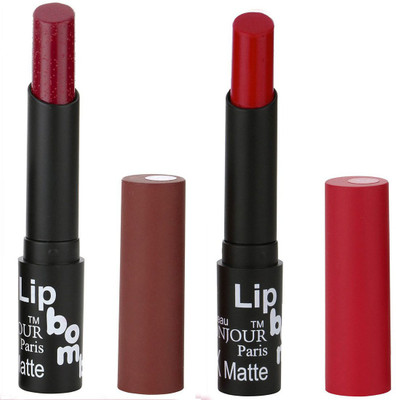 

Bonjour Paris Single Stock Application Color Sensational Creamy Matte With Sheya Butter 2 Pcs Lipsticks A14(Plum, Crimson)