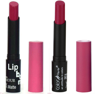 

Bonjour Paris Creamy Matte Lipsticks Set Of Must Have Colors Professional Quality with High Pigment Load 2 Pcs A13(Rose Blush, Purple)
