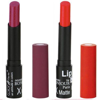 

Bonjour Paris Indian Lip Color Sensation Ultimate Soft Matte Lipsticks A21(Wild Rose, Red)