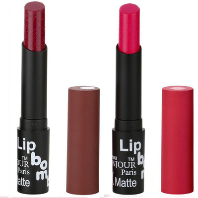 

Bonjour Paris Single Stock Application Color Sensational Creamy Matte With Sheya Butter 2 Pcs Lipsticks A16(Plum, Cardinal)