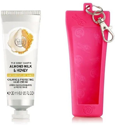 

The Body Shop Almon Milk Cream Hand Cream 30ML With Key Ring Hand Cream Holder Pink (Combo)(30)