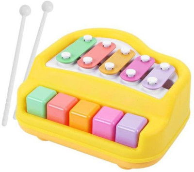 

Pestana 2 in 1 Piano for Kids, Educational Musical Instruments for Babies, Toddlers Preschoolers, 8 Key Scales in Clear and Crisp Tones with Music Cards Songbook(Yellow)