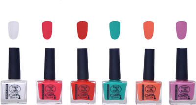 

Lips & Tips Premium Collection Nail Polish - Combo Set of 6 Exclusive Nail enamels - White, Pink Burst, Fire Red, Teal, Matte Nude, Lilac Nude Multi(Pack of 6)
