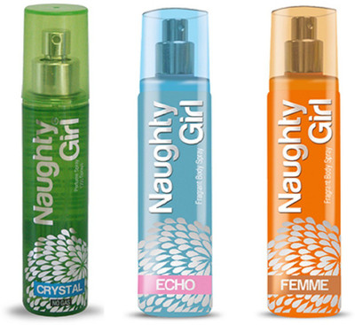 Naughty Girl CRYSTAL, ECHO & FEMME Perfume Spray for Women- (Set of 3) (135ml each) Perfume - 135 ml(For Women)
