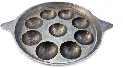 

ekitchen Cast Iron Pre-Seasoned Paniyarakal- 9 pits 21cm/210mm (Induction Compatible) Paniyarakkal(Cast Iron), Black