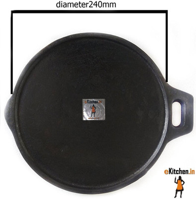 

ekitchen Fully Seasoned Cast Iron 24cm/9.5 inch Flat Tawa (Small) Tawa 24 cm diameter(Iron), Black