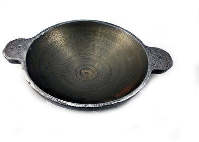 

ekitchen Pre-Seasoned Cast Iron Appam Pan /Kadai 18cm Appachatty Pan 18 cm diameter(Cast Iron), Black
