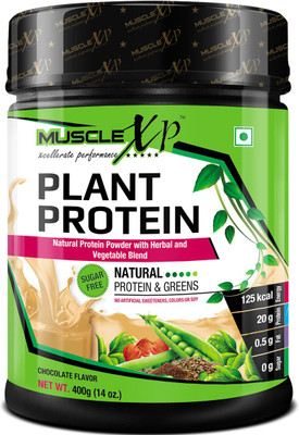 

MuscleXP Plant Protein - Natural Protein Powder with Herbal and Vegetable Blend, 400g Plant-Based Protein(400.0 g, Chocolate)