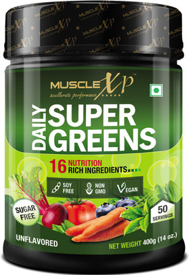 

MuscleXP Daily Super Greens with 16 Nutrition Rich Super Foods, Unflavored - 50 Servings Plant-Based Protein(400 g, Unflavored)