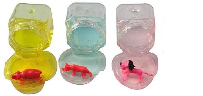 

WAMA RETAILS Crystal Gel Clay Mud Magic Plasticine Slime Toy Sludge Toy with Free Animal Figure(Transparent) (SET OF 3 )- Non Toxic . Multicolor Putty Toy