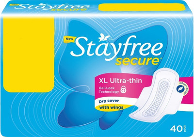

Stayfree Secure ultra thin XL wings Sanitary Pad (Pack of 40) Sanitary Pad