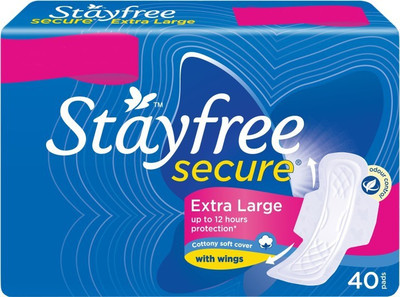 

Stayfree Secure Cottony XL Wings Sanitary Pad (Pack of 40) Sanitary Pad