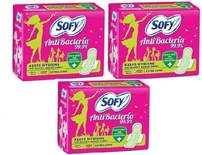 

Sofy ANTI BACTERIA EXTRA LONG SANITARY PAD, ( 15 PADS PACK ) Sanitary Pad(Pack of 3)