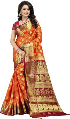 FINE WEAR Woven Kanjivaram Cotton Silk Saree(Multicolor)