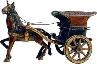 FABZONE Brass Antique Finish Horse Cart Home Decor Handicraft Decorative Statue Figurine Table Décor Fengshui Animal Gift Item Decorative Showpiece - 8 cm(Brass) Flipkart