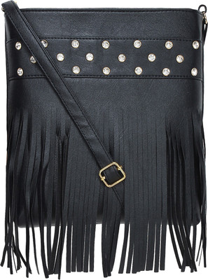 

AASFA Girls Casual Black PU Sling Bag