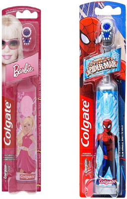 

Colgate Barbie Battery Power & Spiderman , Great Clean Mead Fun 2pc Soft Toothbrush Ultra Soft Toothbrush(Pack of 2)