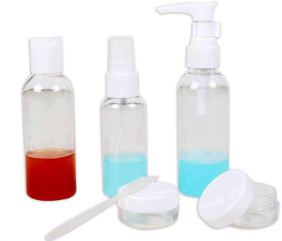 

HOMIZE Plastic Refillable Travel Spray Bottles and Lotion Pump Bottles for Cosmetics Toiletries Travel Toiletry Kit(White)