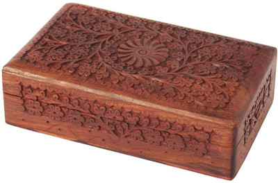 

sri balajee Handmade Wooden Jewellery Box for Women Jewel Organizer Hand Carved with Intricate Carvings Gift Items - 8 inches jewelry box Vanity Box(Brown)