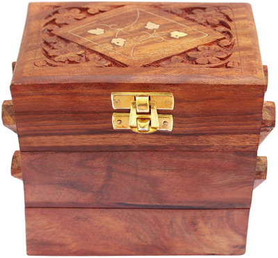 sri balajee Handmade Wooden Jewellery Box for Women Jewel Organizer Flower Décor jewelry box Vanity Box(Brown)
