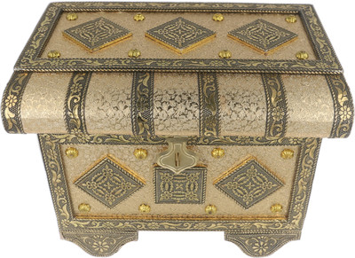 

JaipurCrafts Pitara Style Wooden Handmade Bangle and Jewellery Golden Box with Mirror for Women Makeup & Jewellery Vanity Box(Gold)