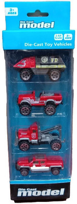 

KIDZIAN 4 Piece Die cast Vehicle -small Vehicle Toys For Kids(Red)