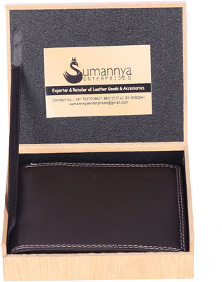 

SUMANNYA Men Black Genuine Leather Wallet(6 Card Slots)