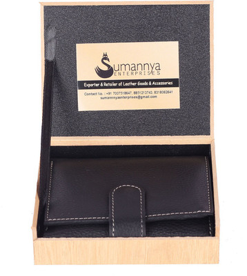 SUMANNYA Men Black Genuine Leather Wallet(6 Card Slots)