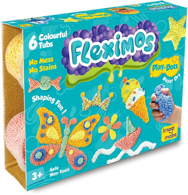 

Imagimake Fleximos Play-Dotz – Clay Modeling for Kids (3 Years+) Never Dry Clay Set – Multi-colour Pack of 6 Tubs