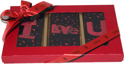 

Zoroy Luxury Chocolate Valentines day I Love You set of 3 Belgian Bars- & 70% Dark, roasted almonds and Pure Milk Fudges(180 g)