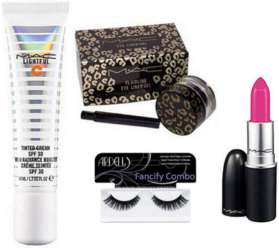 

FANCIFY COMBO Eyelashes & Lightful Tinted Cream & Liquidlast Eyeliner & Lipstick(Set of 4)