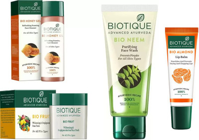 

BIOTIQUE BIO neem face wash, face pack, face cleanse, lip balm(Set of 4)