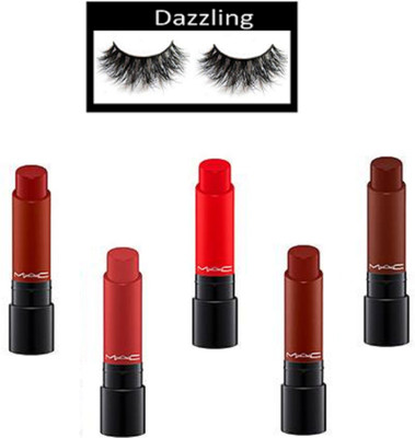 Dazzling Eyelashes With Mac Matte Finish Liptensity Lipstick (Pack of 5)(Set of 6)