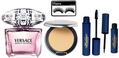 

tiara Eyelashes,Mac Padma Eyeliner & Mascara,Studio Perfect Compact,Versace Bright Crystal Eau de Toilette Girls Perfume(Set of 5)