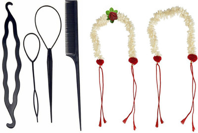 

S R Enterprises Hair styling diy kit white thread gajra pack of 6 pcs(Set of 6)