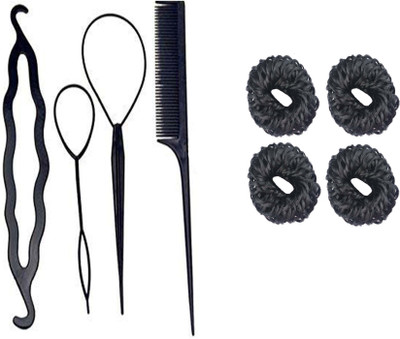 

S R Enterprises Hair diy kit hair juda set accessories (pack of 8pcs )(Set of 8)