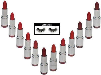

catherine eyelashes, colorbar matte finish matte lipstick pack of 12(Set of 13)