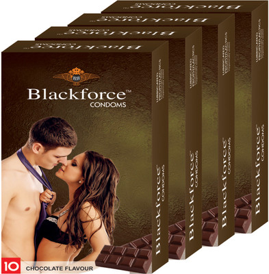 

BLACKFORCE CHOCOLATE 40 PCS IN 4 PACK (COMBO) EXTRA DOTTED Condom(Set of 4, 40S)