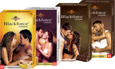 BLACKFORCE BANANA , BUTTERSCOTCH , CHOCOLATE AND COFFEE Condom(Set of 4, 40S)