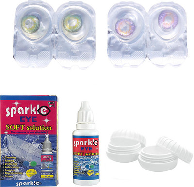

Sparkle Eye Combo Pack (Glossy Green+ Violet) Color Contact Lens (without power) Monthly Contact Lens(0, Glossy Green, Violet, Pack of 2)