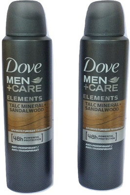 

Dove TALC MINERAL SANDALWOOD PACK 2 Body Spray - For Men(300 ml, Pack of 2)