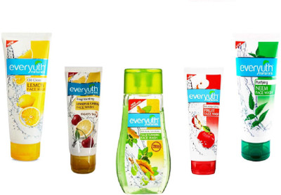 

EVERYUTH NATURALS BRIGHTENING LEMON & CHERRY ANTI TAN FACE WASH 50GM+ PURIFYING NEEM FACE WASH 100GM+ ANTI ACNE, ANTI MARKS TULSI TURMERIC FACE WASH 100GM+ MOISTURIZING FRUIT FACE WASH 50GM+ OIL CLEAR LEMON FACE WASH 100GM Face Wash(100)